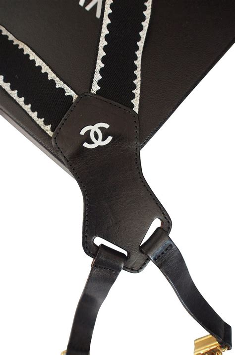 c.1994 Iconic Black and White Chanel Logo Suspenders